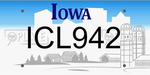 ICL942 Iowa License Plate