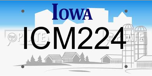 ICM224 Iowa License Plate