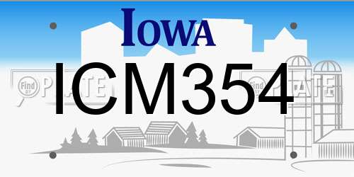 ICM354 Iowa License Plate