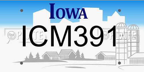 ICM391 Iowa License Plate