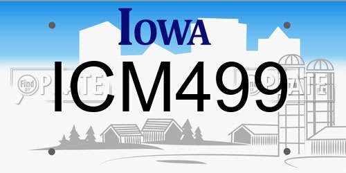 ICM499 Iowa License Plate