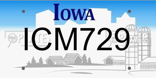 ICM729 Iowa License Plate