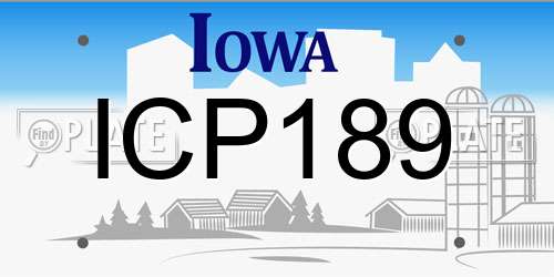 ICP189 Iowa License Plate