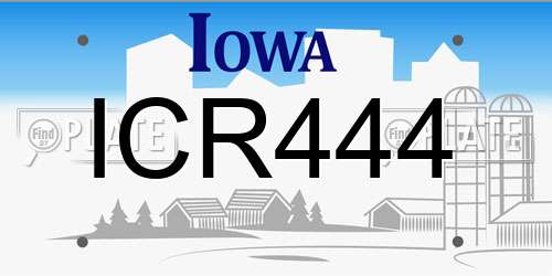 ICR444 Iowa License Plate