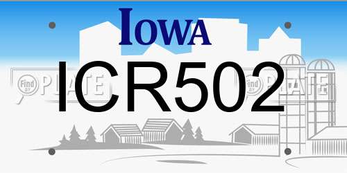 ICR502 Iowa License Plate