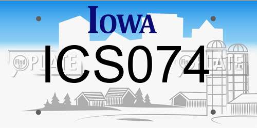 ICS074 Iowa License Plate