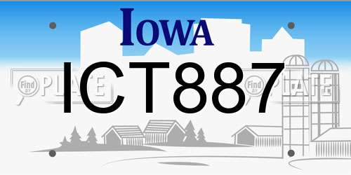 ICT887 Iowa License Plate