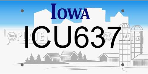 ICU637 Iowa License Plate