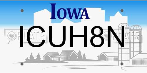 ICUH8N Iowa License Plate