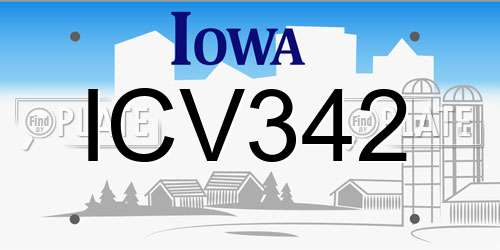 ICV342 Iowa License Plate