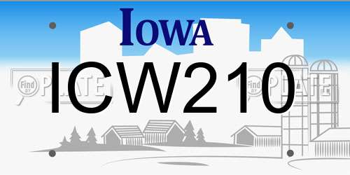ICW210 Iowa License Plate