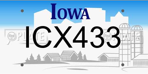ICX433 Iowa License Plate