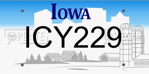 ICY229 Iowa License Plate