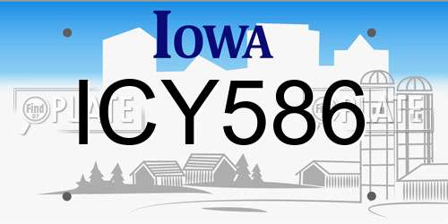 ICY586 Iowa License Plate