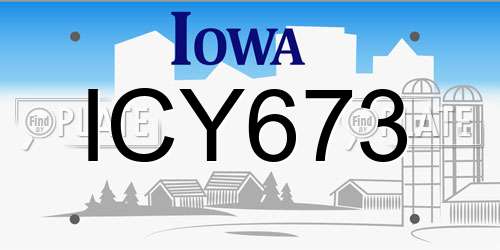 ICY673 Iowa License Plate