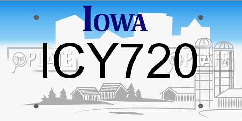 ICY720 Iowa License Plate