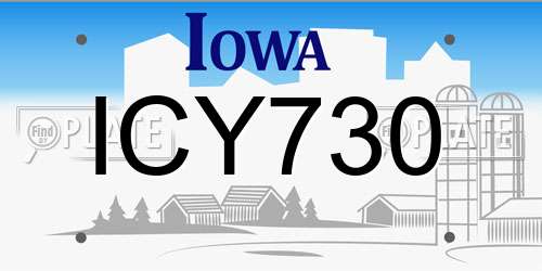 ICY730 Iowa License Plate