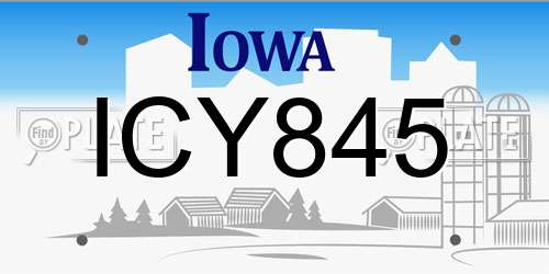 ICY845 Iowa License Plate
