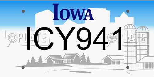 ICY941 Iowa License Plate