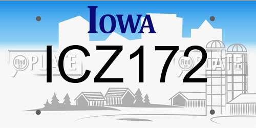 ICZ172 Iowa License Plate