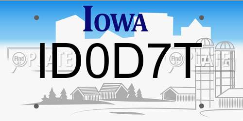 ID0D7T Iowa License Plate