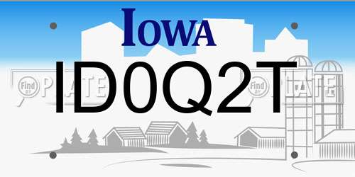 ID0Q2T Iowa License Plate