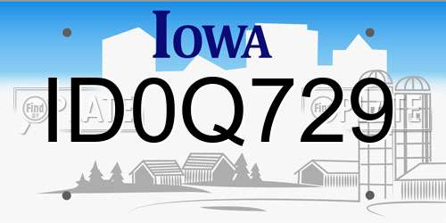 ID0Q729 Iowa License Plate
