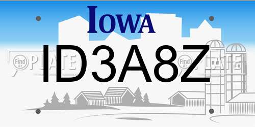 ID3A8Z Iowa License Plate