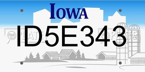 ID5E343 Iowa License Plate