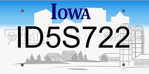 ID5S722 Iowa License Plate