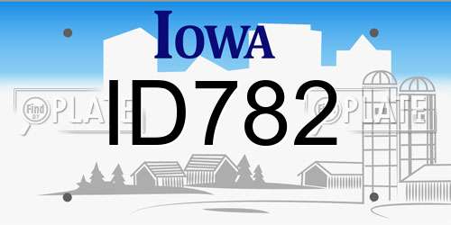 ID782 Iowa License Plate