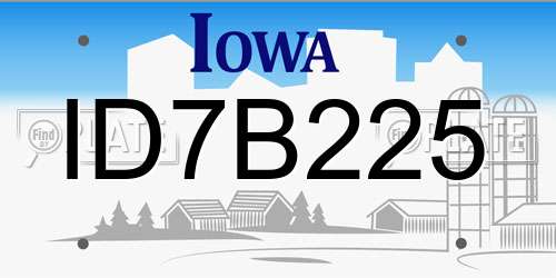 ID7B225 Iowa License Plate