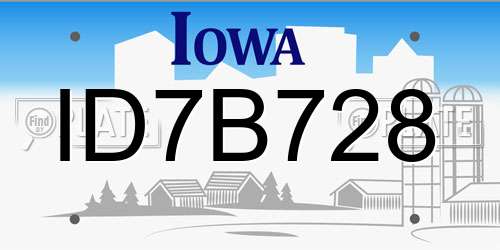 ID7B728 Iowa License Plate