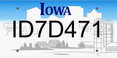 ID7D471 Iowa License Plate
