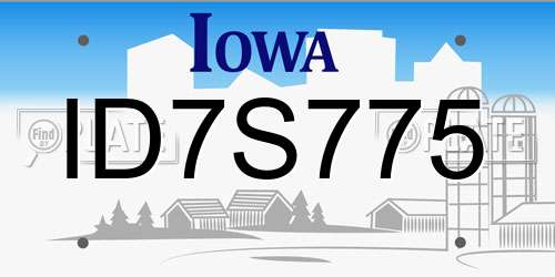 ID7S775 Iowa License Plate