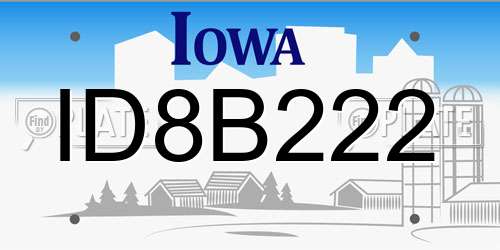 ID8B222 Iowa License Plate