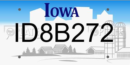 ID8B272 Iowa License Plate