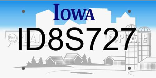 ID8S727 Iowa License Plate