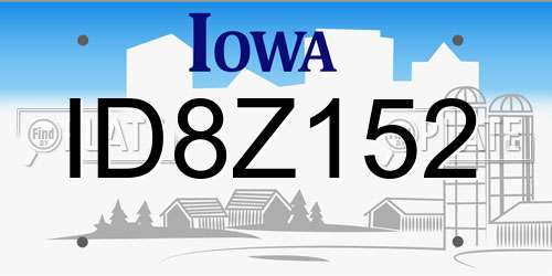 ID8Z152 Iowa License Plate