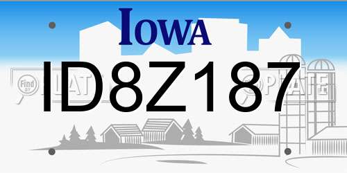 ID8Z187 Iowa License Plate
