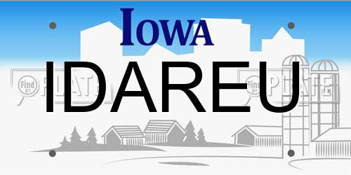 IDAREU Iowa License Plate
