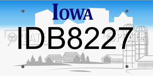 IDB8227 Iowa License Plate