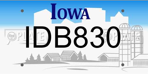 IDB830 Iowa License Plate