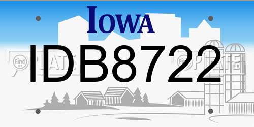 IDB8722 Iowa License Plate