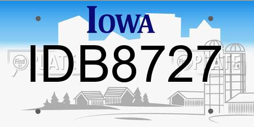 IDB8727 Iowa License Plate