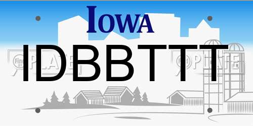 IDBBTTT Iowa License Plate