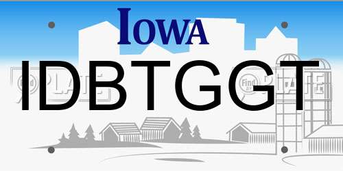 IDBTGGT Iowa License Plate