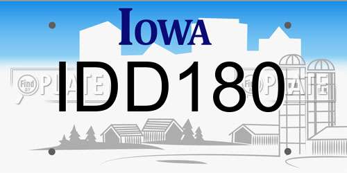 IDD180 Iowa License Plate