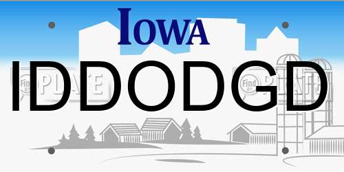 IDDODGD Iowa License Plate
