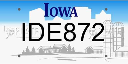 IDE872 Iowa License Plate